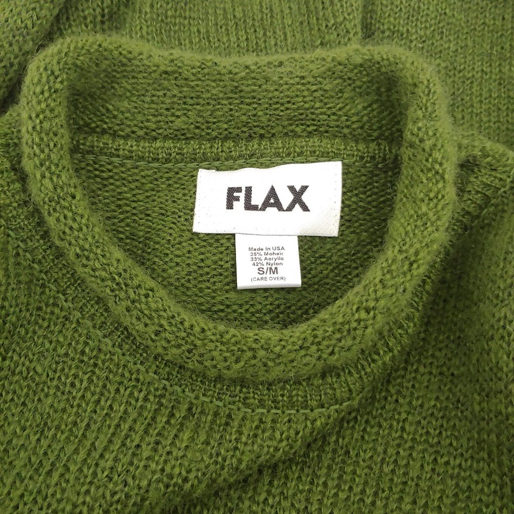 FLAX Small Fern Green Mohair Rolled Neck Sweater